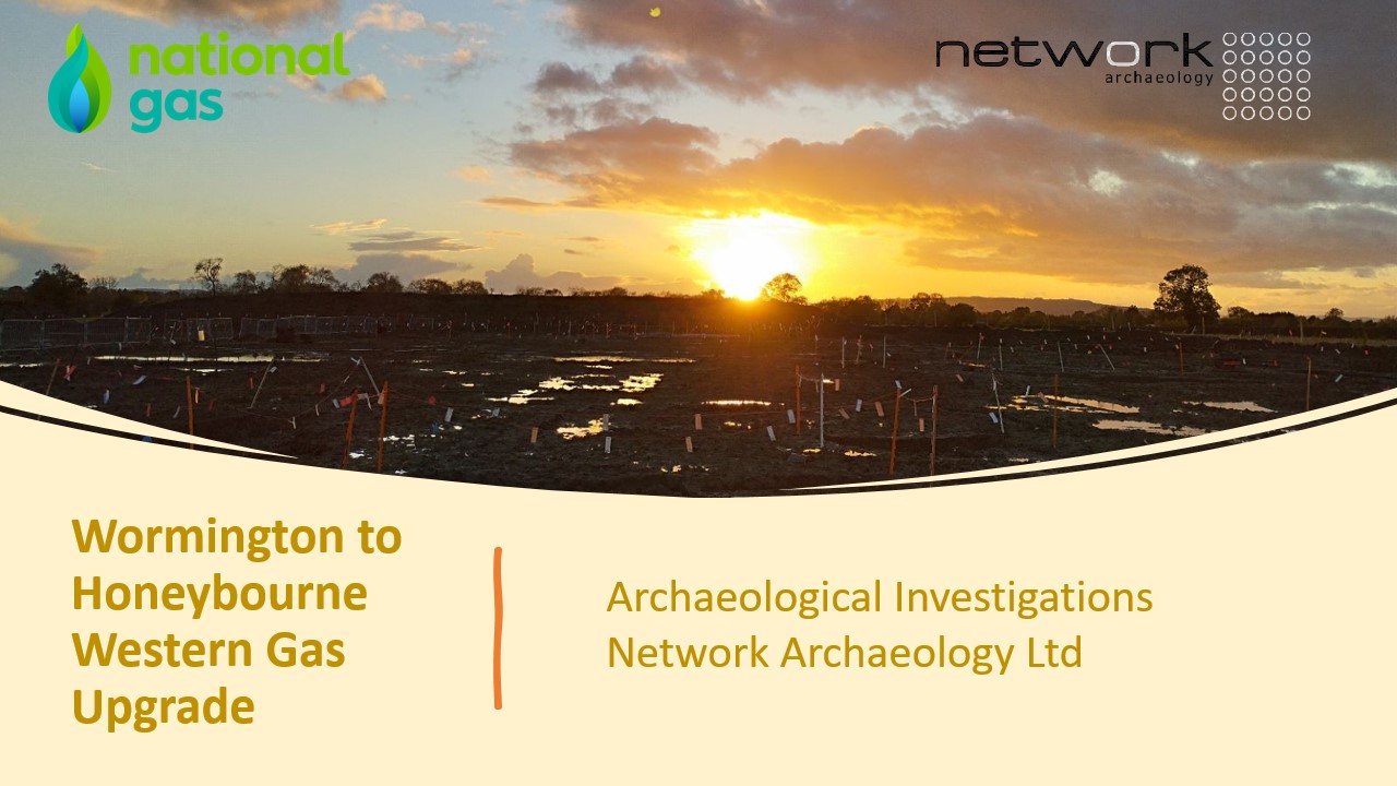 Slide1. Powerpoint presentation to the Wormington Parish Meeting on February 25, 2025, sharing the archaeological survey undertaken by Archaeological Investigations Network Archaeology Ltd for National Gas along the route of the Wormington to Honeybourne Western Gas Upgrade.