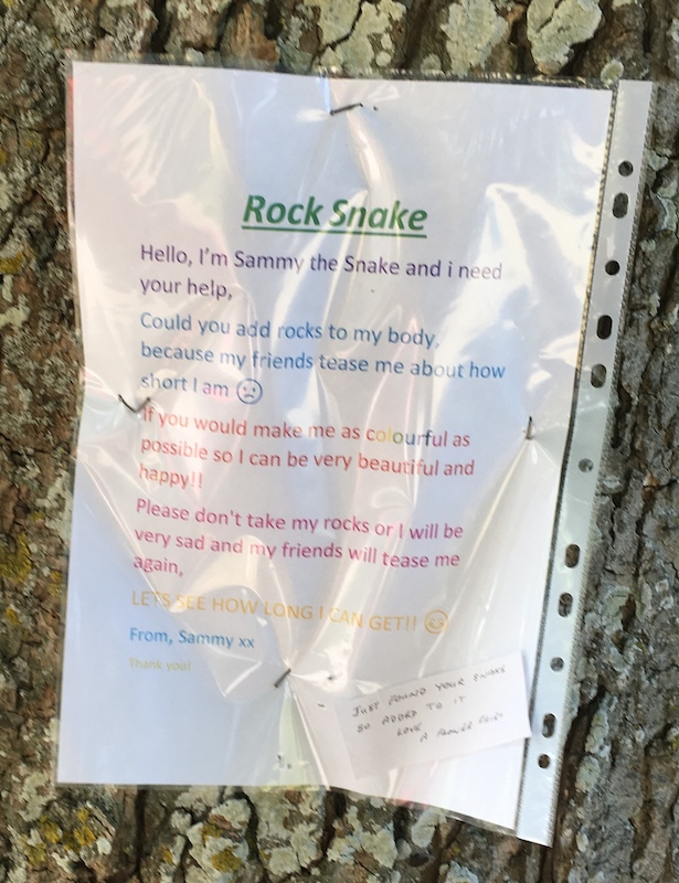 May 31, 2020. The note from Sammy the Snake,  close up