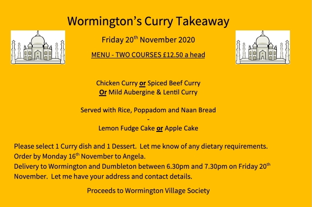 WVS-PCC takeaway menu, November 2020