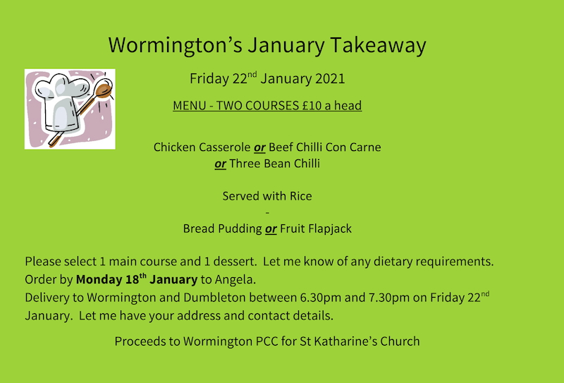 WVS-PCC takeaway menu, January 2021