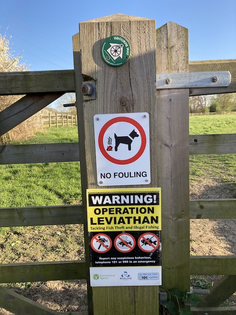April 5 2025. The sign about Operation Leviathan on path leading to River Isbourne